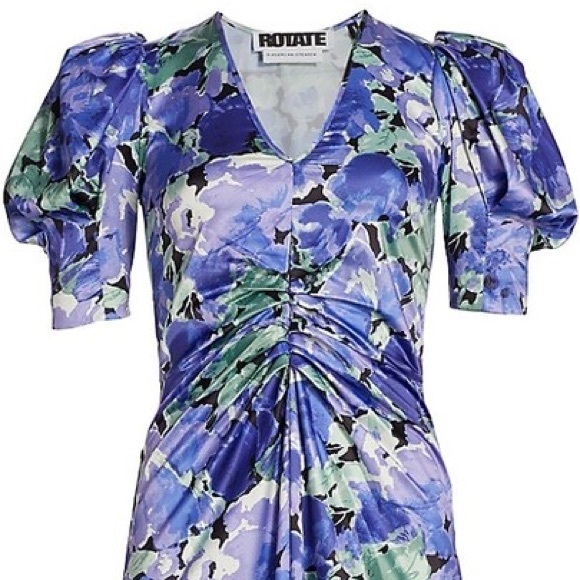 ROTATE Birger Christensen Sierina Floral Satin Midi Dress - Picture 10 of 14